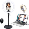 Xeneo 10" Desktop Selfie Ring Light with Stand and Phone Holder for iPhone Android, 3 Light Modes Dimmable LED Ringlight for YouTube/Video Shooting/Streaming/Makeup with Remote Shutter